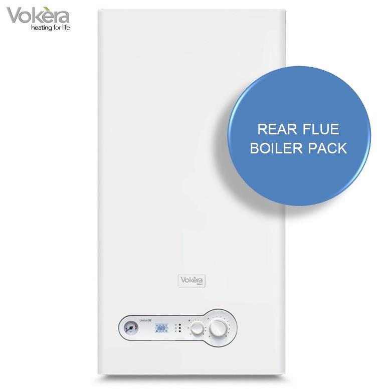 VOKERA Unica i32 HE Combination Boiler and Rear Flue Boiler Kit