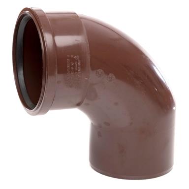 SB409 110MM POLYPIPE 92 DEGREE SINGLE SOCKET BEND BROWN