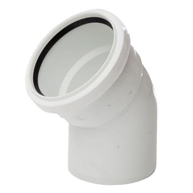 SB412 110MM POLYPIPE 135 DEGREE SINGLE SOCKET BEND WHITE