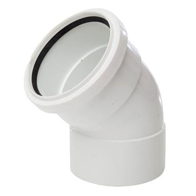 SB403 110MM POLYPIPE 135 DEGREE DOUBLE SOCKET OFFSET BEND WHITE