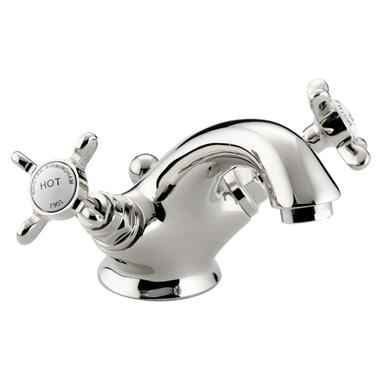 BRISTAN 1901 Basin Mixer w/ Pop-Up Waste Chrome Plated Traditional Crosshead N BAS C