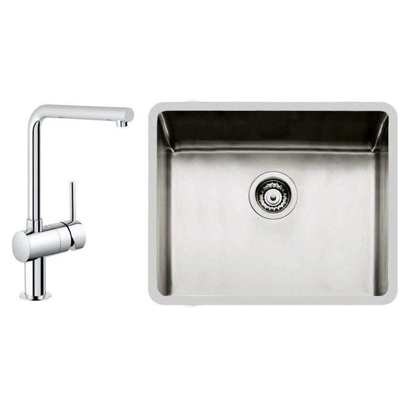 Grohe 122480 Minta L Spout Kitchen Tap And Foster Ke 50 Undermount Sink Reversible